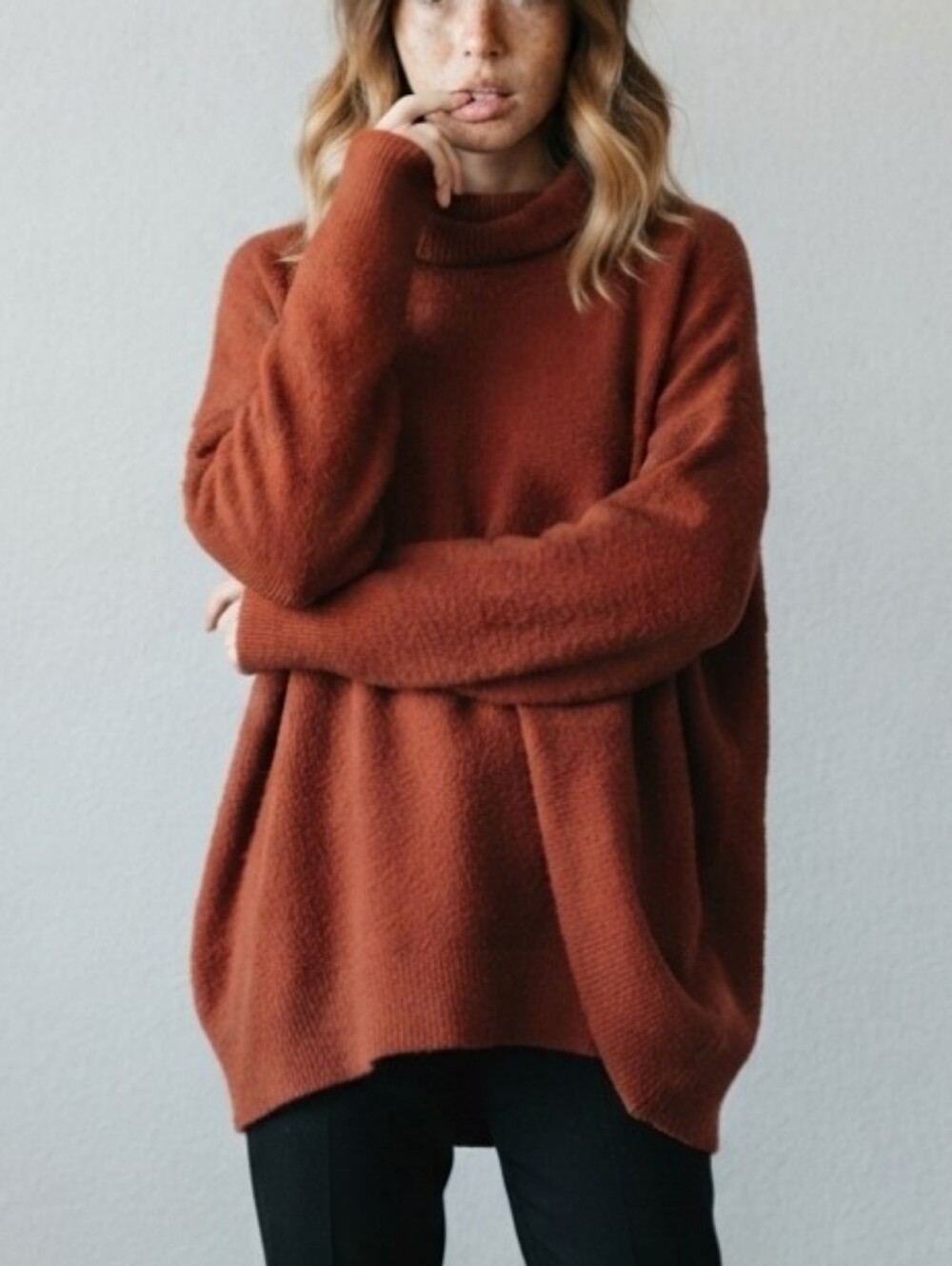 Wilfred Free Oversize Cowl Neck Sweater XL Burnt Orange Boxy Long Sleeve Fall